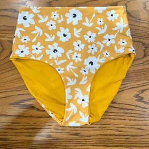 Yellow & Floral Lime Ricki High-Waisted Bikini Bottoms